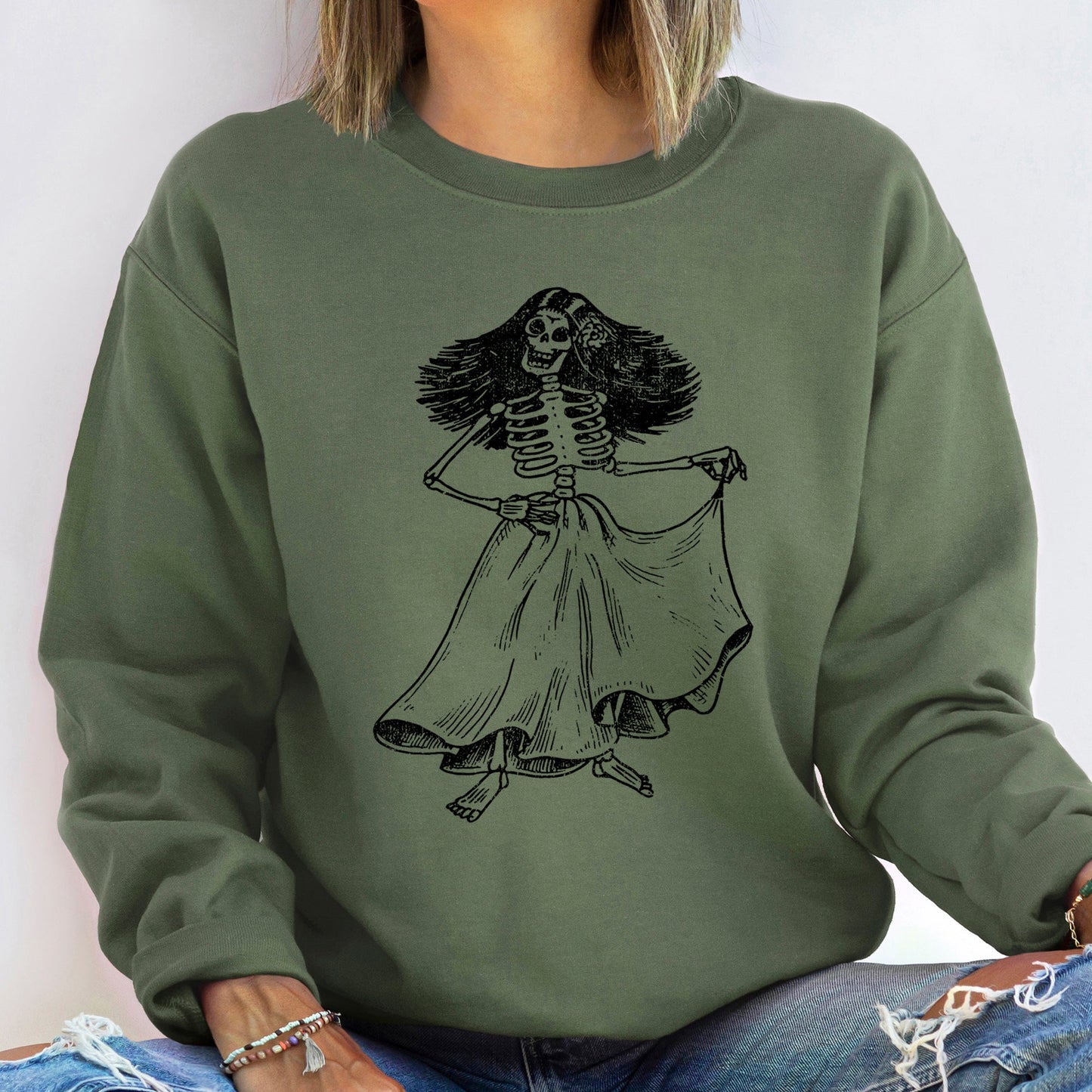 Day Of The Dead Lady Halloween Sweatshirt
