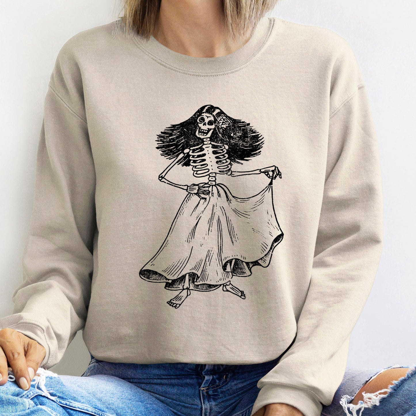 Day Of The Dead Lady Halloween Sweatshirt