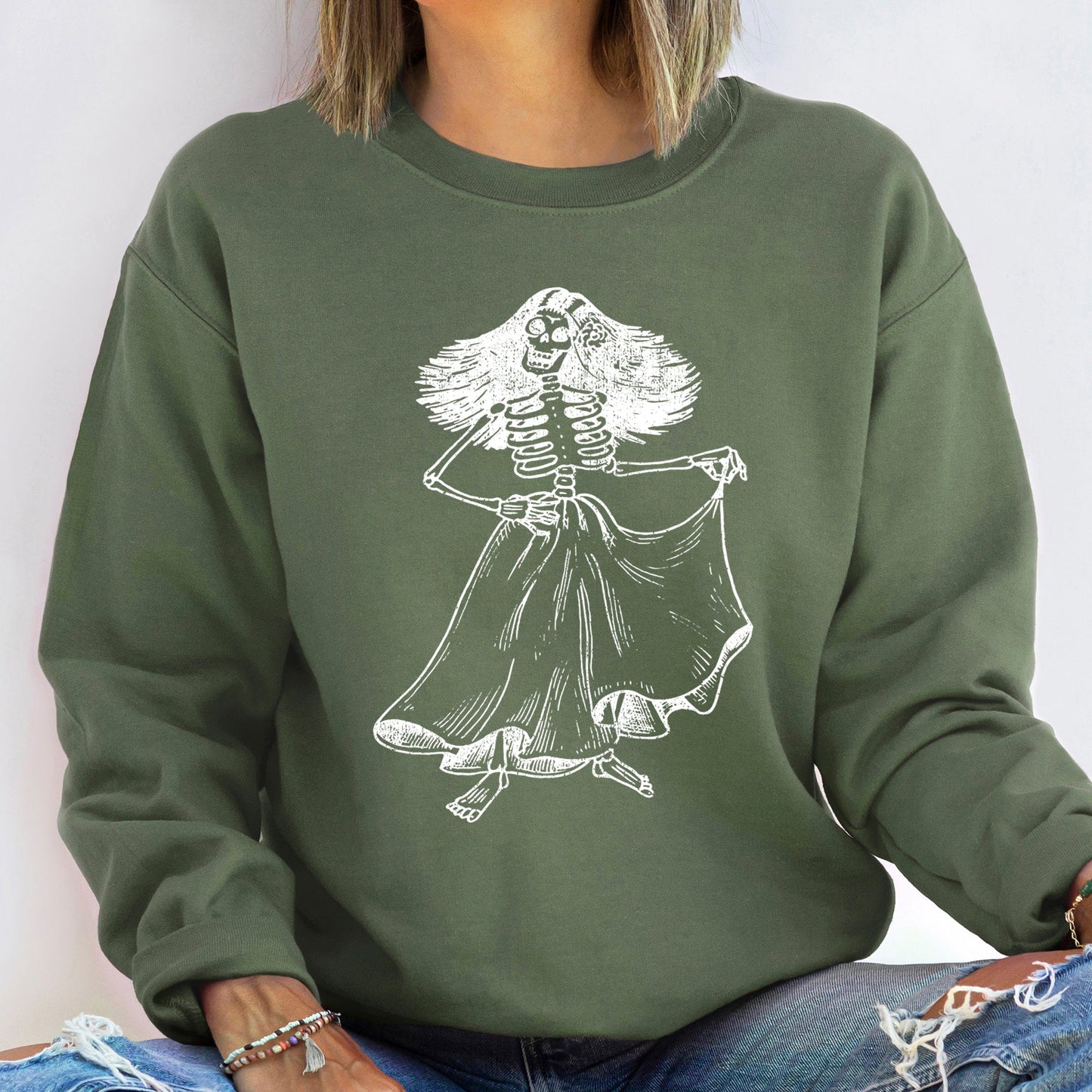 Day Of The Dead Vintage Lady Halloween Sweatshirt