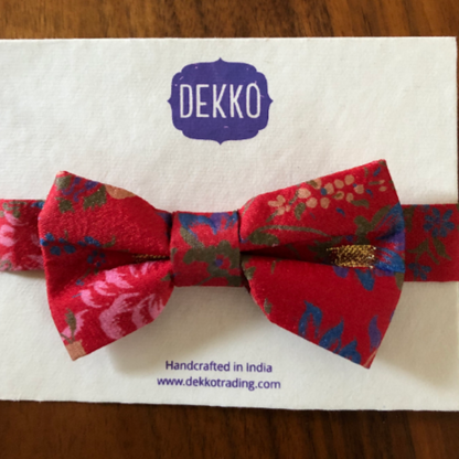 Red and Gold Saree Bowtie