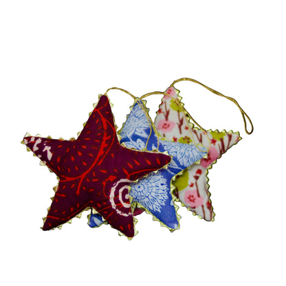 Gold Trimmed Cotton Star Ornaments