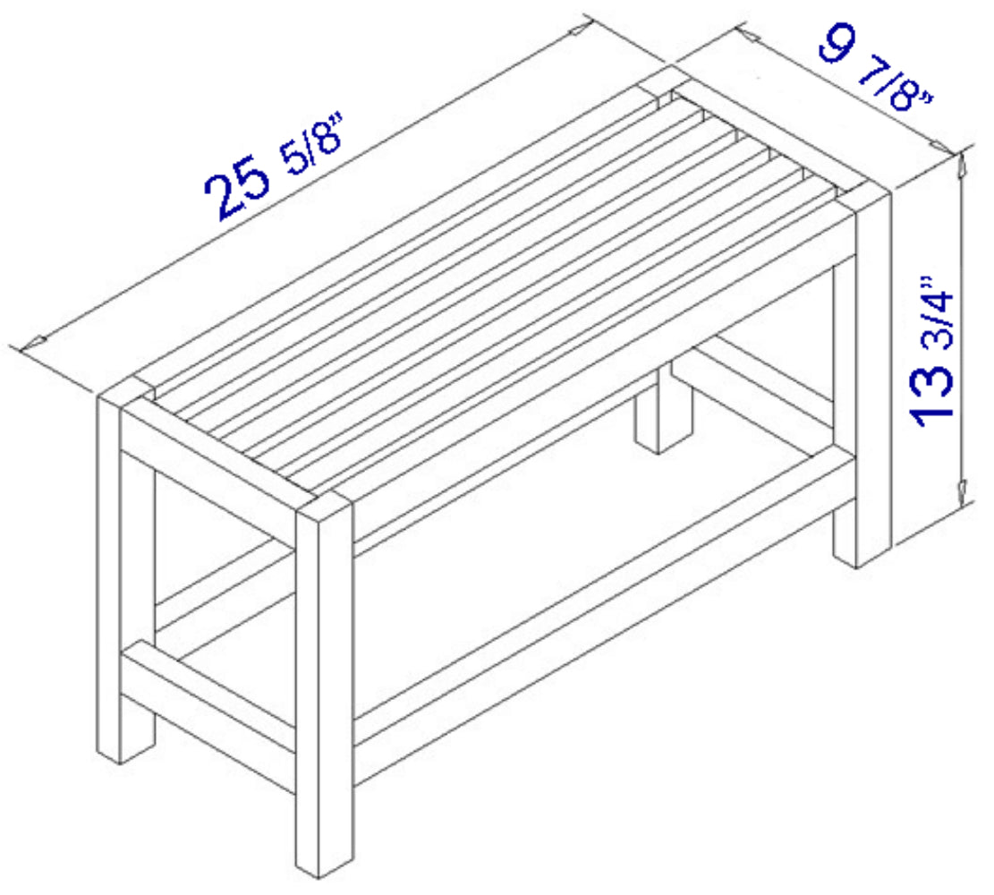 ALFI brand  AB4401 26" Solid Wooden Slated Single Person Sitting Bench