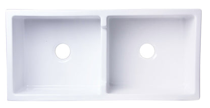ALFI brand AB3918ARCH Arched Apron Thick Wall Fireclay Double Bowl Farm Sink