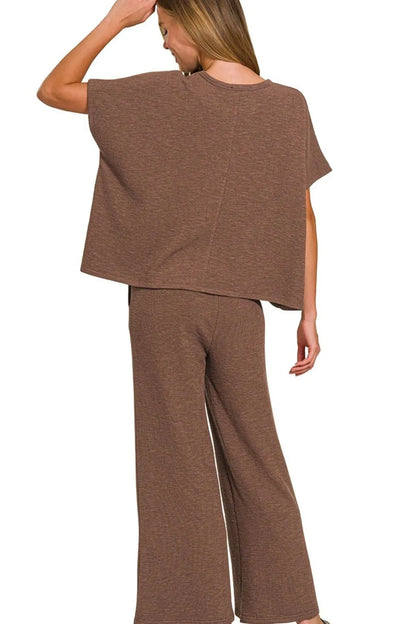 Zenana Cotton Slub Top & Pants Set