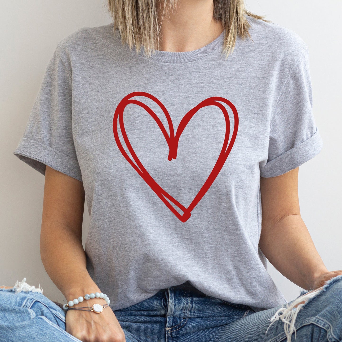 Double Heart, Sketch, Doodle, Love, Super Soft Tshirt, Valentine's Day