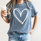 Double Heart, Sketch, Doodle, Love, Comfort Colors Tshirt, Valentine's Day