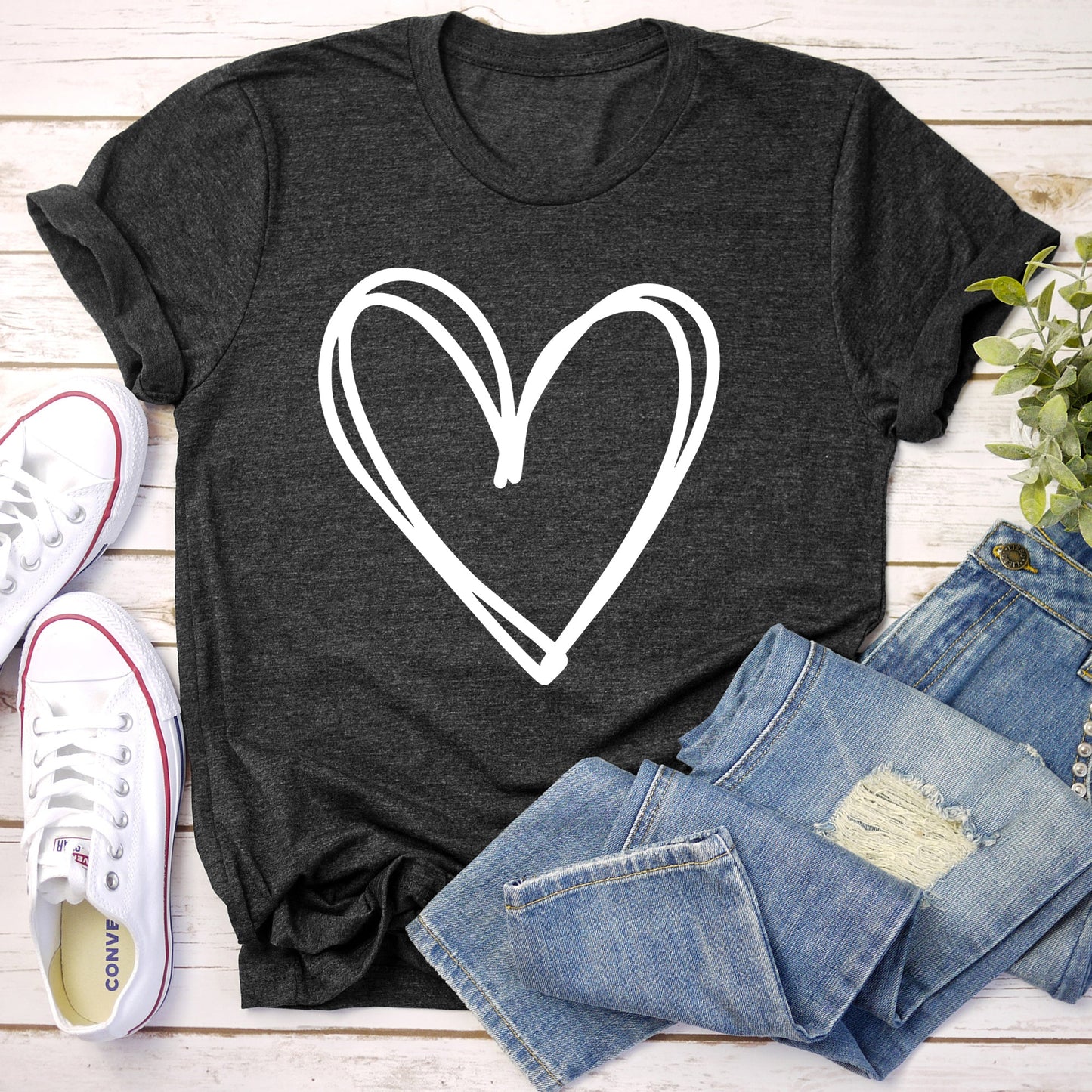 Double Heart, Sketch, Doodle, Love, Super Soft Tshirt, Valentine's Day