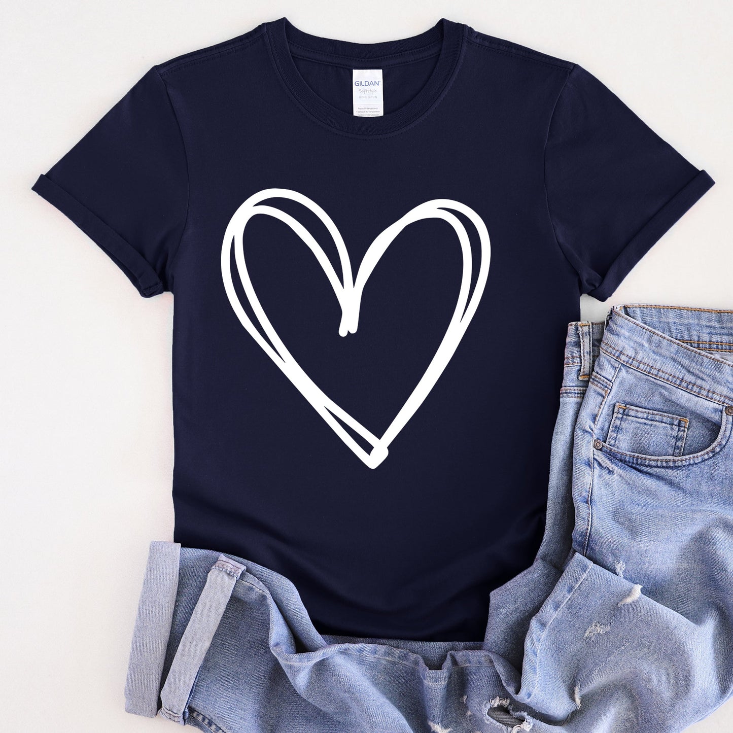 Double Heart, Sketch, Doodle, Love, Super Soft Tshirt, Valentine's Day