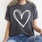 Double Heart, Sketch, Doodle, Love, Comfort Colors Tshirt, Valentine's Day
