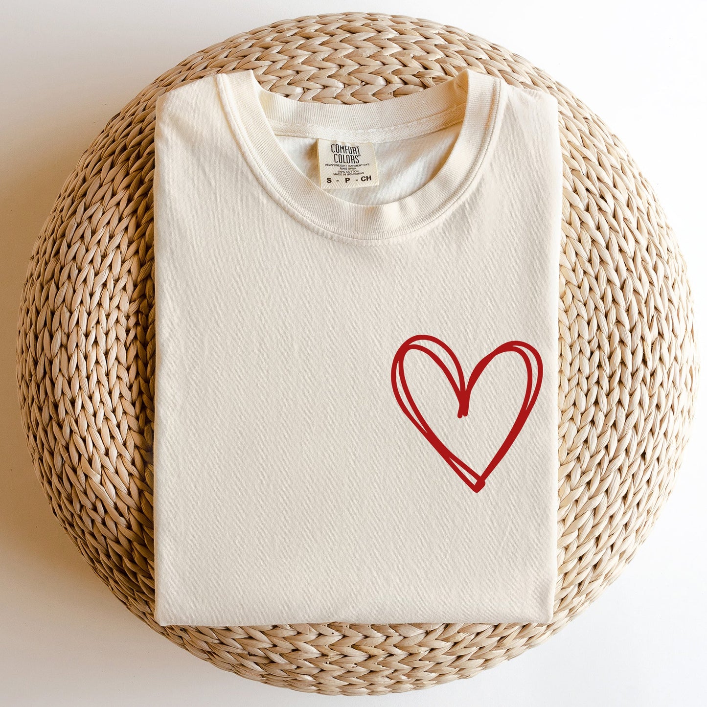 Double Heart Pocket Print, Comfort Colors Tshirt, Valentine's Day