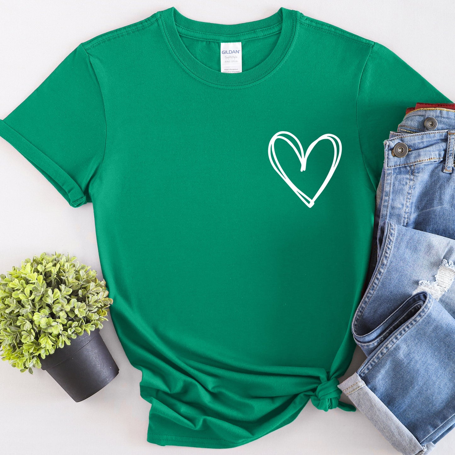 Double Heart Pocket Print, Super Soft Tshirt, Valentine's Day