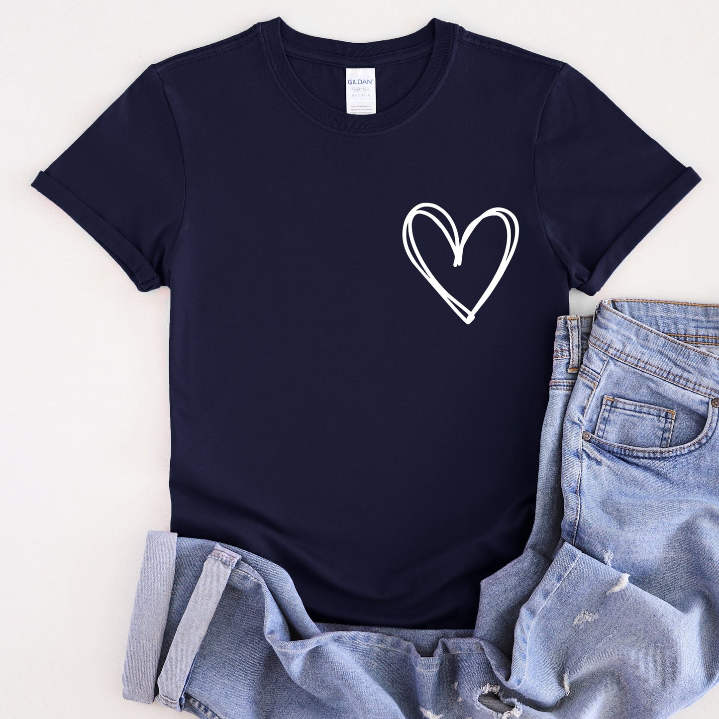 Double Heart Pocket Print, Super Soft Tshirt, Valentine's Day