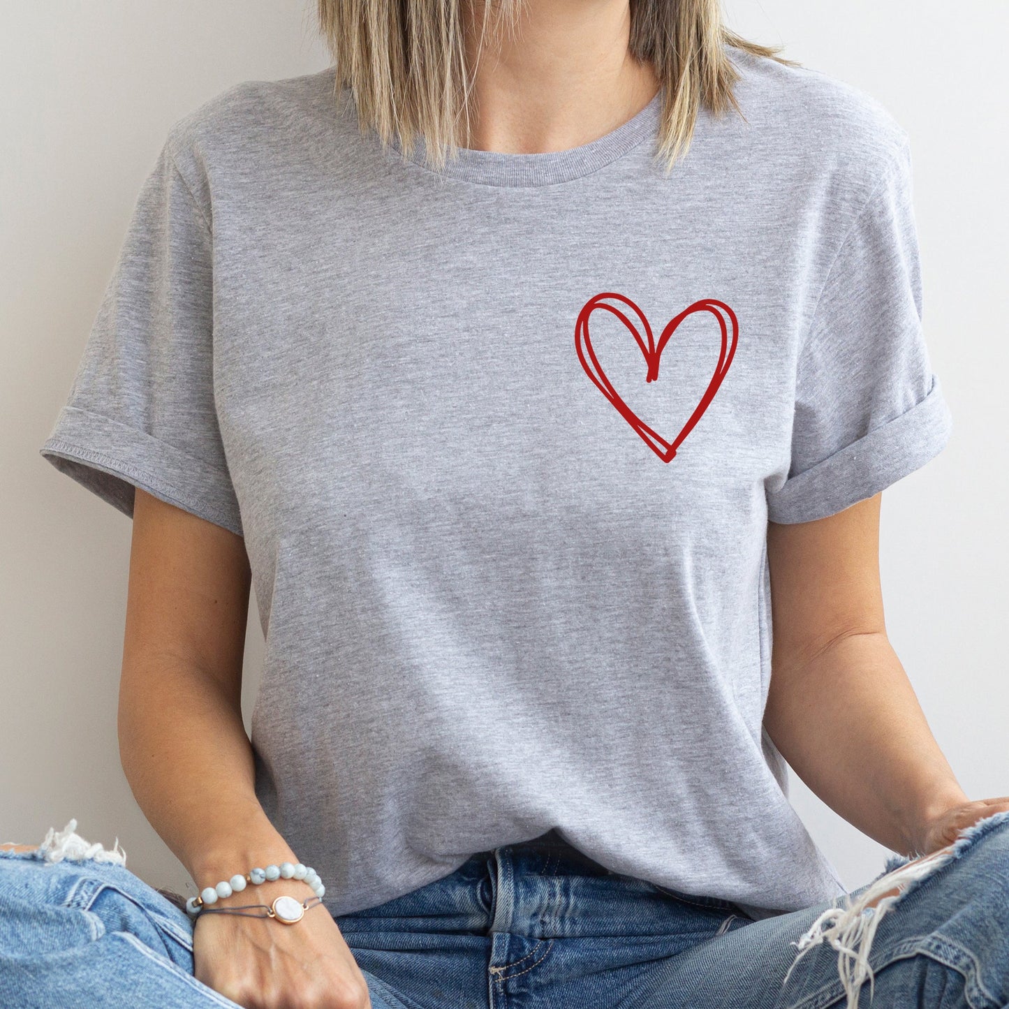 Double Heart Pocket Print, Super Soft Tshirt, Valentine's Day