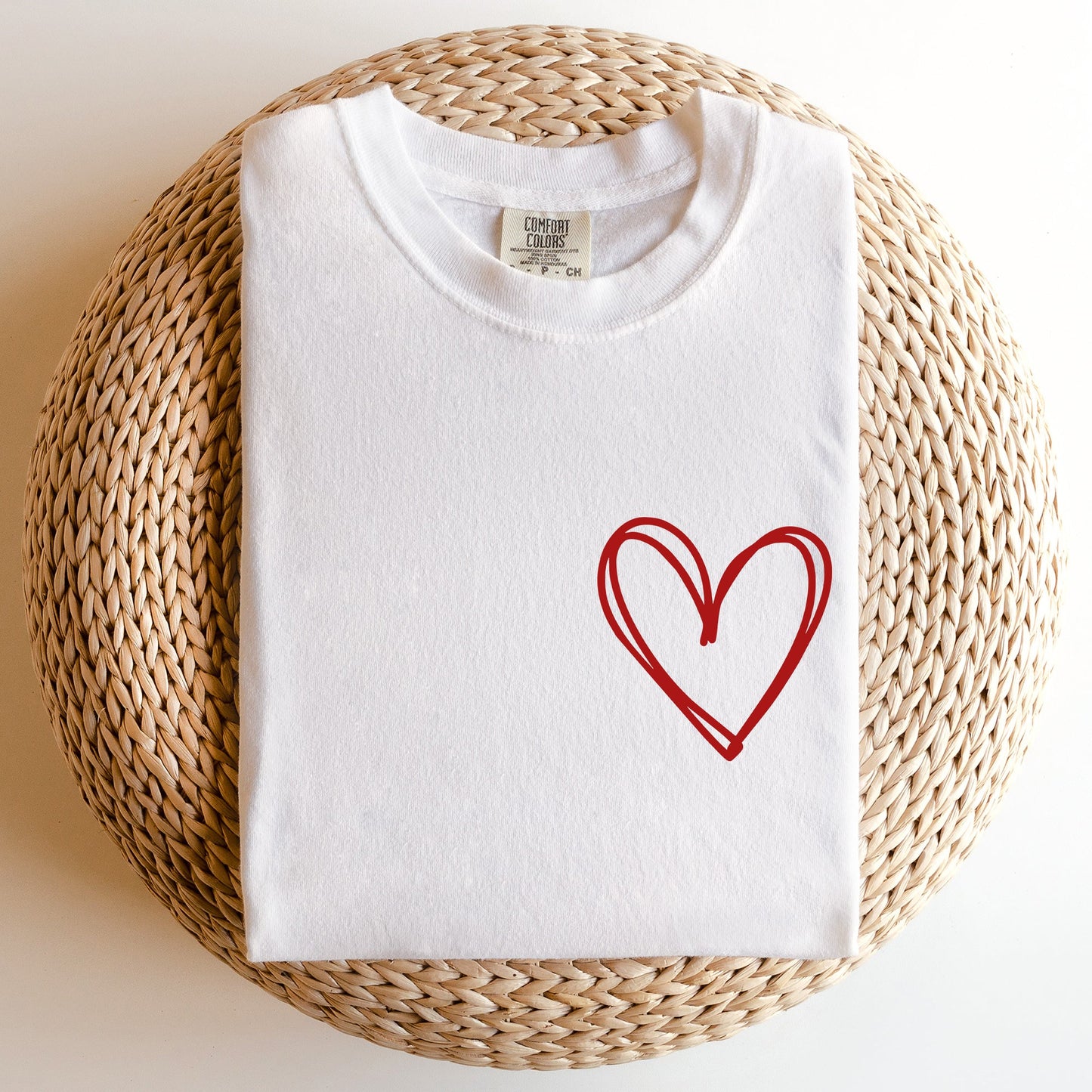 Double Heart Pocket Print, Comfort Colors Tshirt, Valentine's Day