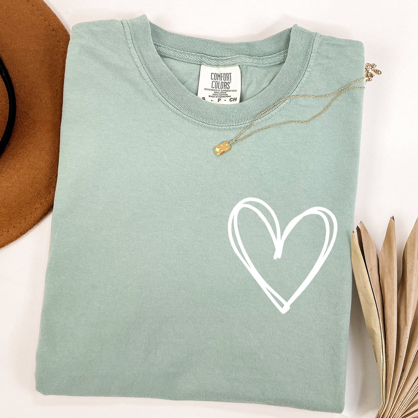 Double Heart Pocket Print, Comfort Colors Tshirt, Valentine's Day