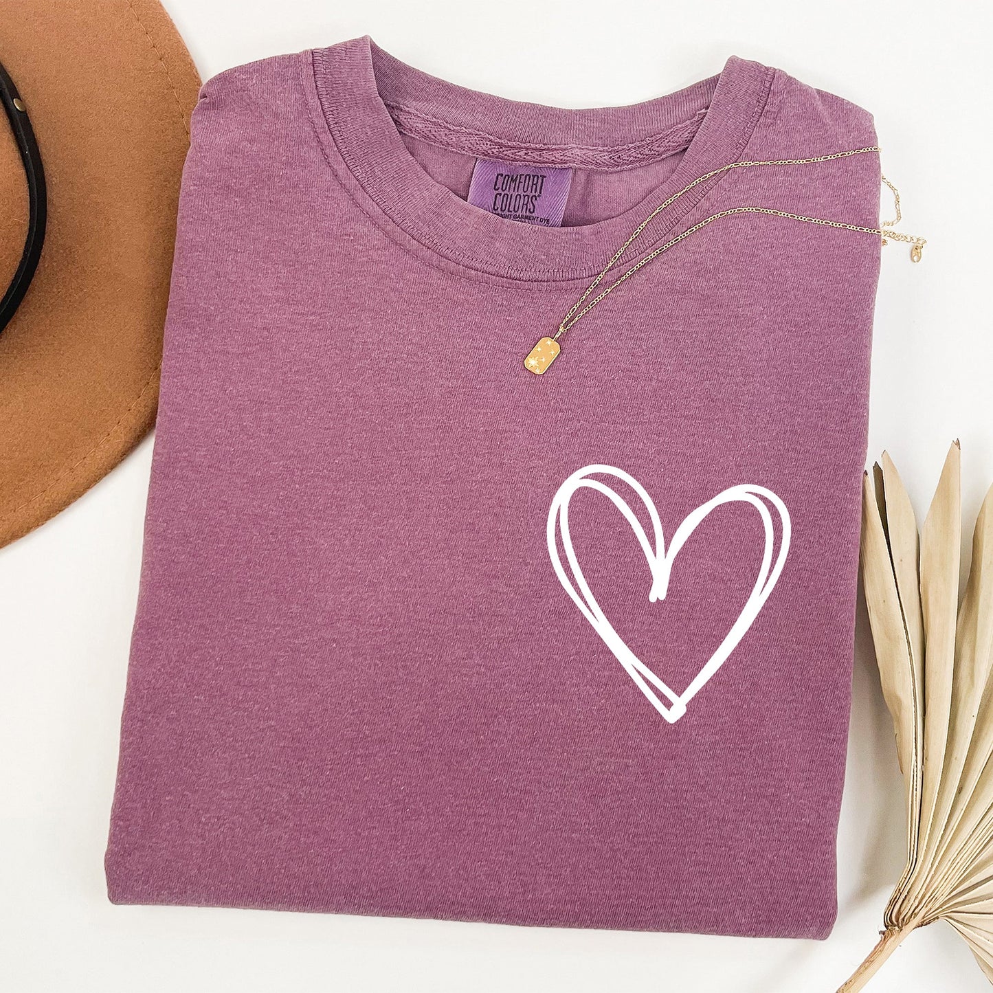 Double Heart Pocket Print, Comfort Colors Tshirt, Valentine's Day