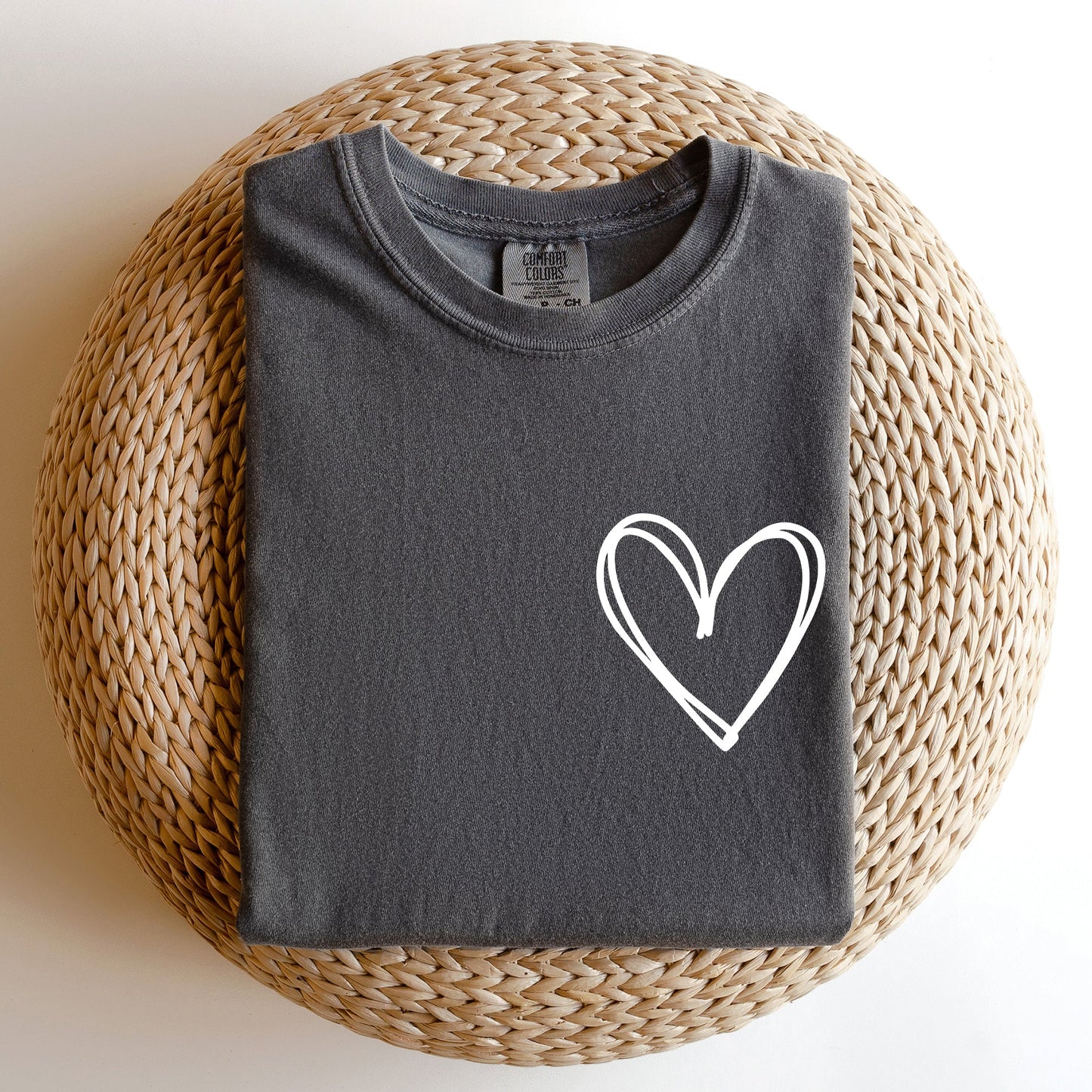 Double Heart Pocket Print, Comfort Colors Tshirt, Valentine's Day