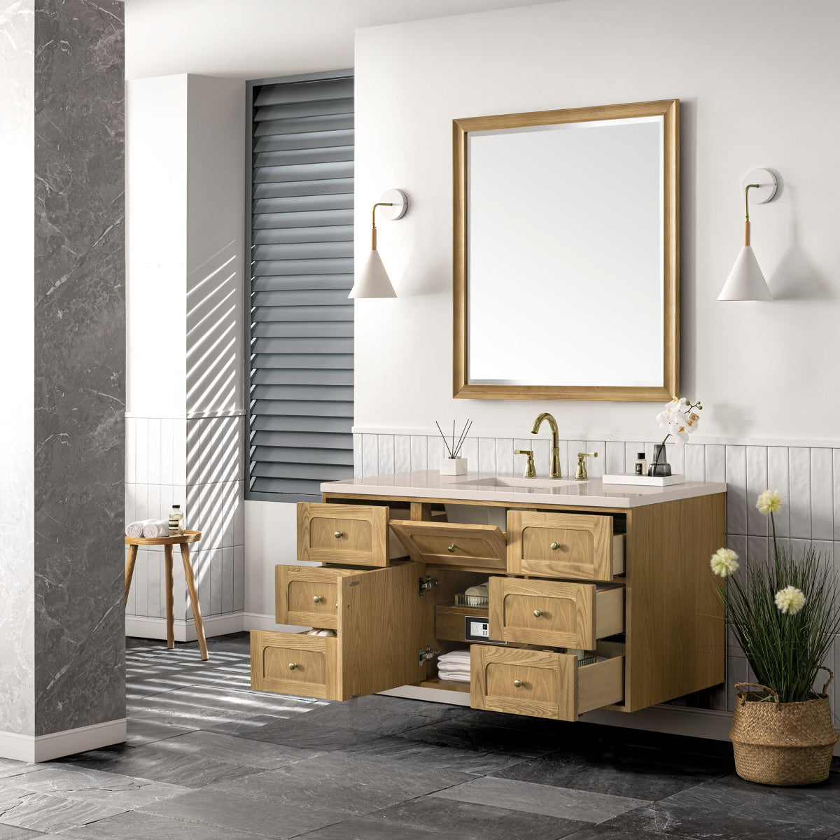 Laurent 48" Single Vanity Cabinet, Light Natural Oak