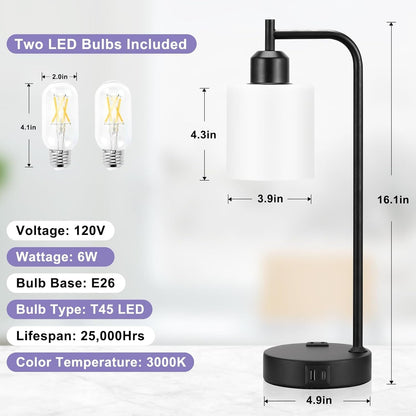 Industrial Touch Bedside Lamps for Bedrooms Set of 2 - 3-Way Dimmable | Lighting | Kitchen + Metal