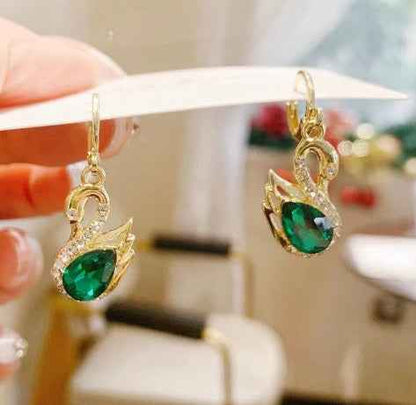 Sweet Rhinestone Swan Earrings for Women - Fashion Jewelry