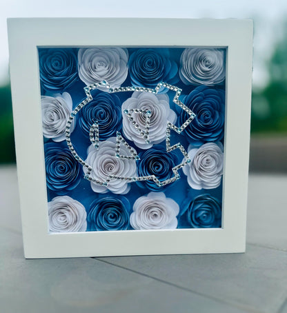 Fully Customizable: Blinged out Logo Flower Shadow Box *College Logo *Graduation Gift *Bed Party Decor *College Acceptance *High School Grad  *College Commitment