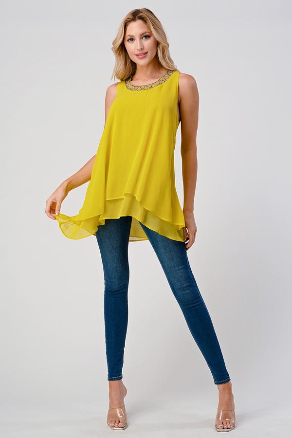 Beaded Neckline Chiffon Tunic | Apparel | Kitchen + Metal