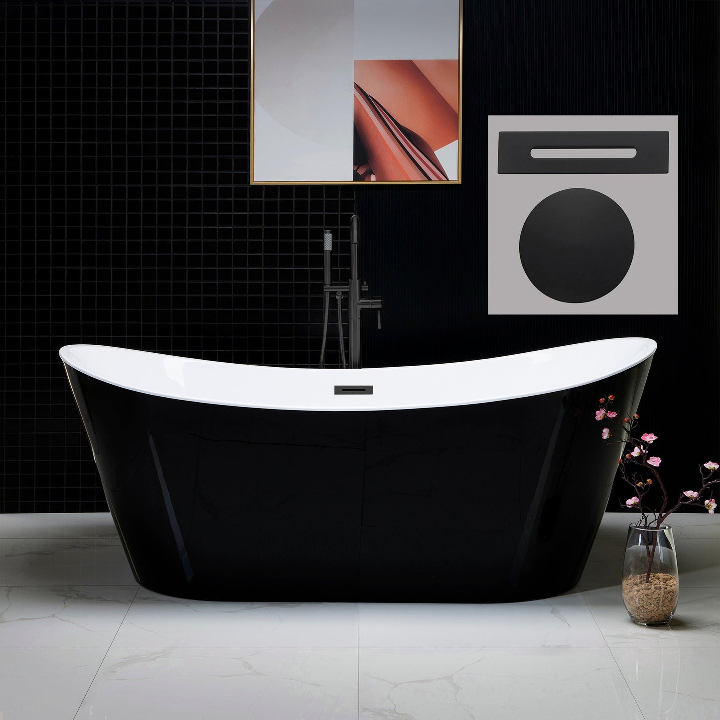 WOODBRIDGE B-1817 71" Acrylic Freestanding Bathtub Contemporary Soaking Tub