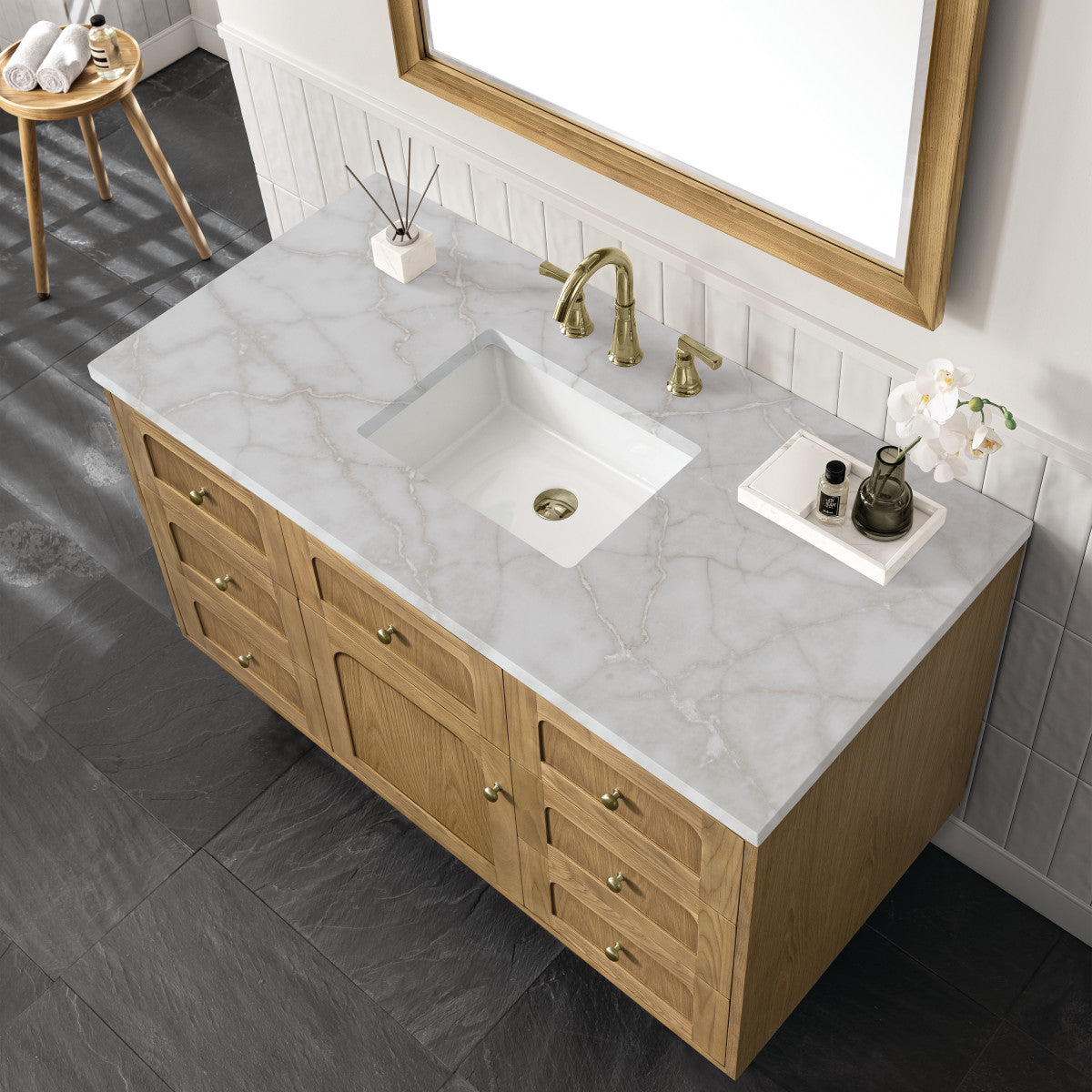 Laurent 48" Single Vanity Cabinet, Light Natural Oak