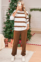 Light French Beige Striped Pullover and Joggers Set for Effortless Style