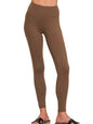 Zenana Microfiber Waistband Leggings in Brown