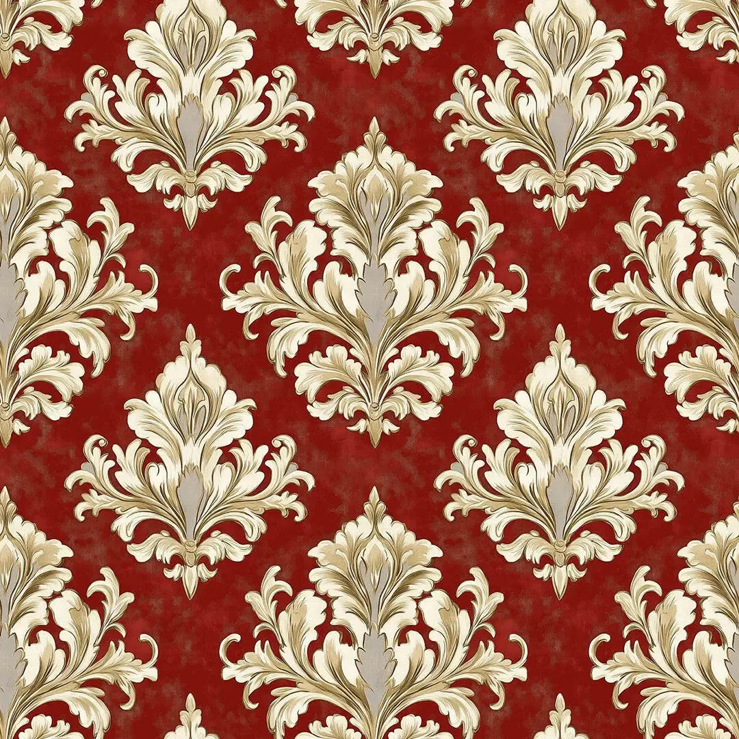 Regal Crimson Damask Flourish