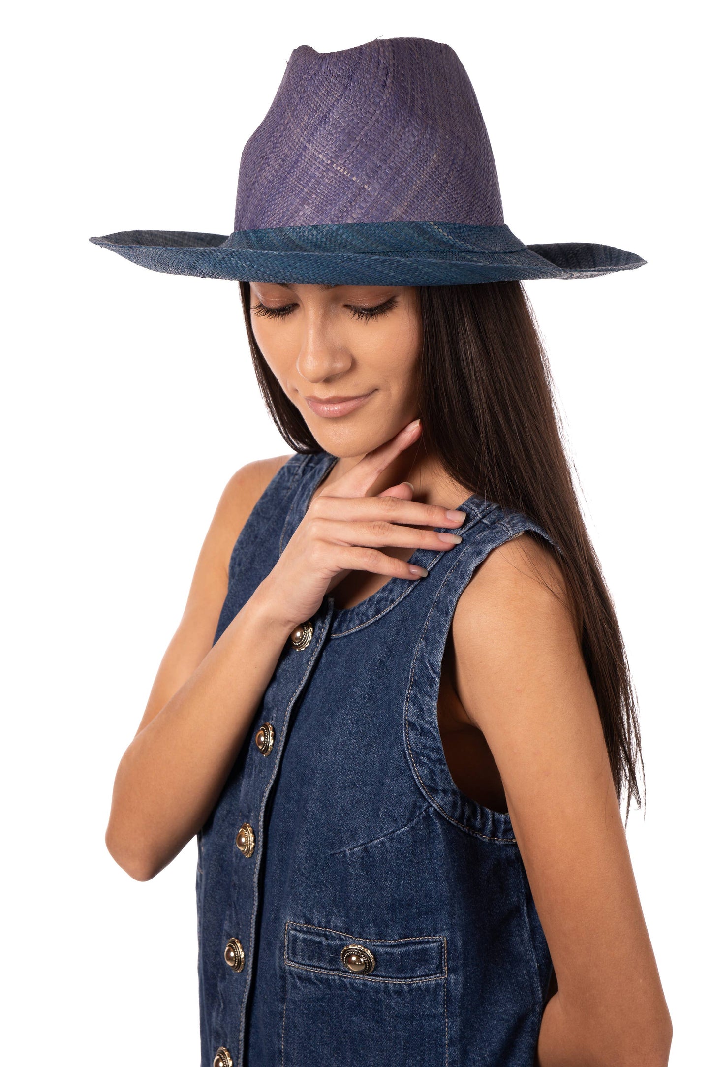 Riley 3" Brim Panama Unisex Two Tone Straw Hat