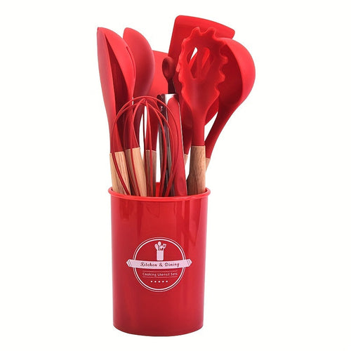 12Piece Grey Silicone Kitchen Utensil Set with Holder | Kitchen Accessories | Kitchen + Metal