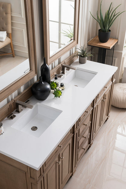 Bristol 72" Double Vanity Cabinet, Bright White