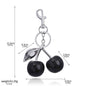 Red Cherry Bag Charm - Crystal Keychain Pendant in Zinc Alloy