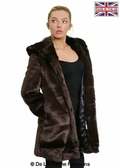 De La Creme - Women's Luxury Faux Fur Jacket Ladies Hooded Winter Coat