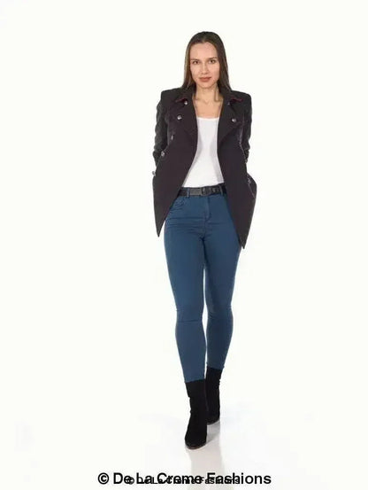 De La Creme Womens Military Style Pea Coat