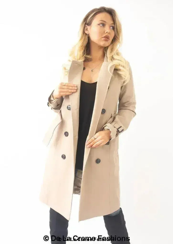 Double-Breasted Trench Coat - UK Made Polyester Blend | Femstylo