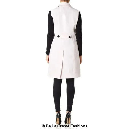 De La Creme - Womens Spring/Summer Sleeveless Hip Length Blazer Coat