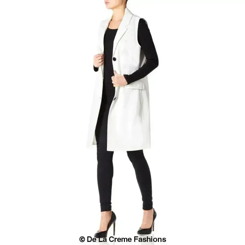 De La Creme - Womens Spring/Summer Sleeveless Hip Length Blazer Coat