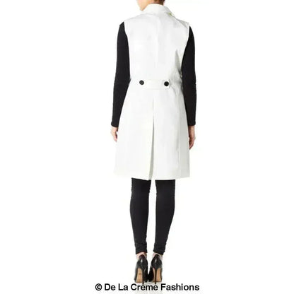 De La Creme - Womens Spring/Summer Sleeveless Hip Length Blazer Coat