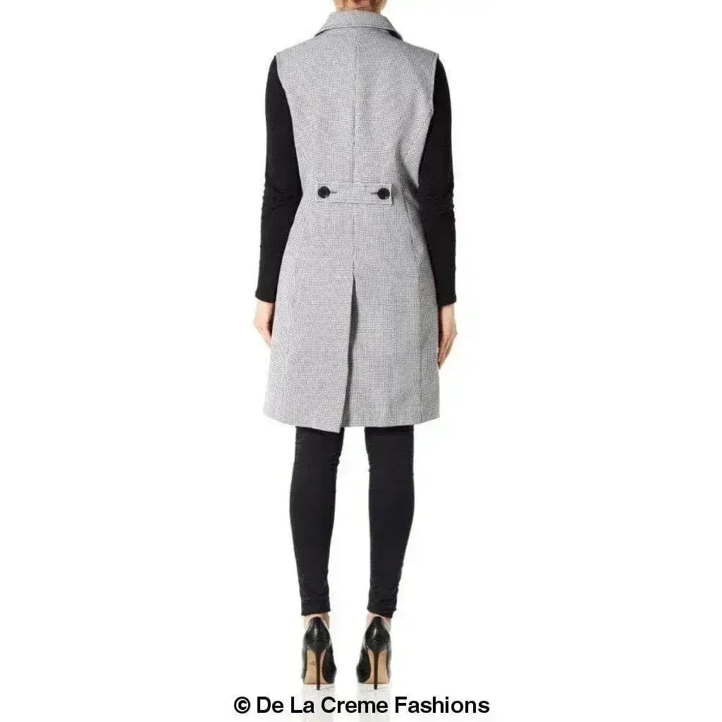 De La Creme - Womens Spring/Summer Sleeveless Hip Length Blazer Coat