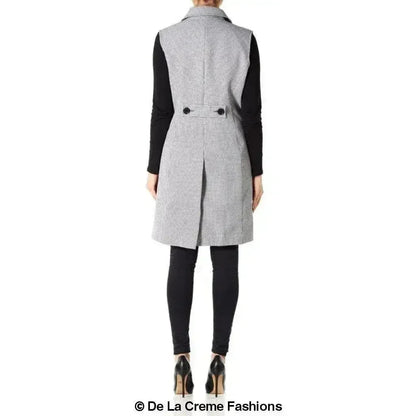 De La Creme - Womens Spring/Summer Sleeveless Hip Length Blazer Coat