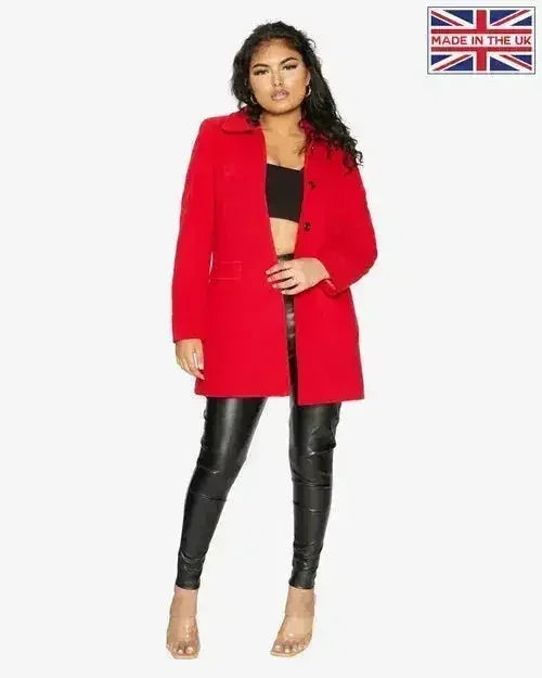 De La Creme Womens Wool Blend Hip Length Covert Coat