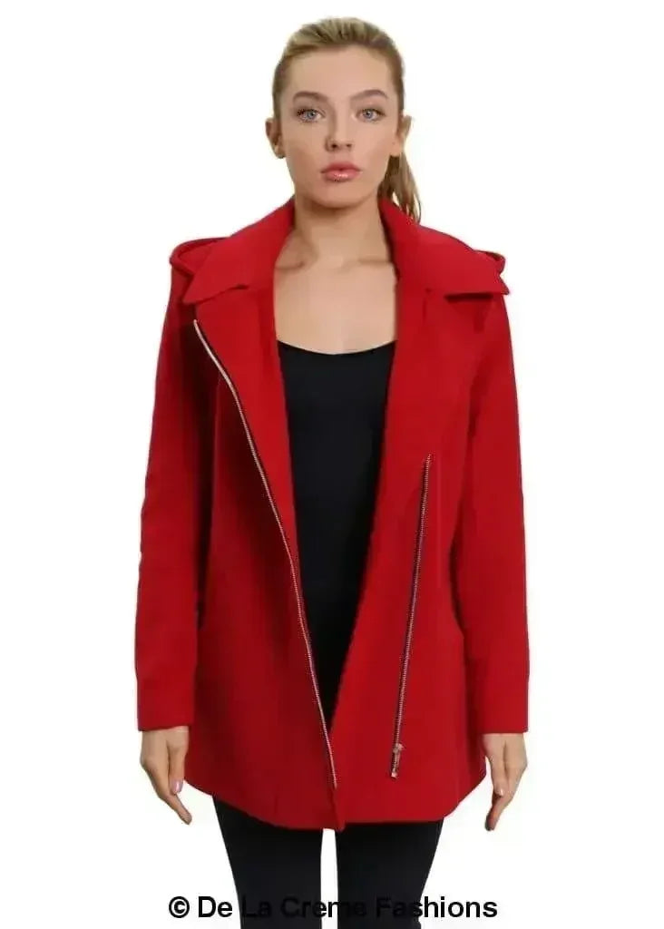 De La Creme Wool Blend Hooded Coat - Italian Fabric | Femstylo