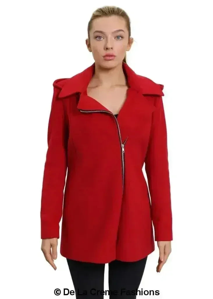 De La Creme Wool Blend Hooded Coat - Italian Fabric | Femstylo