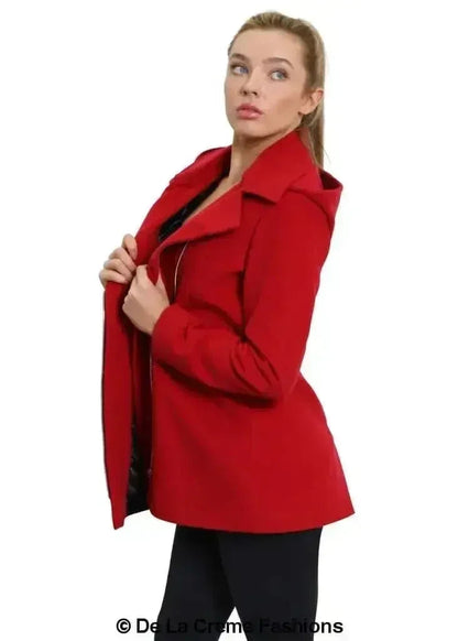 De La Creme Wool Blend Hooded Coat - Italian Fabric | Femstylo