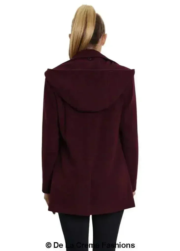 De La Creme Wool Blend Hooded Coat - Italian Fabric | Femstylo
