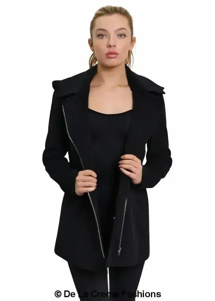 De La Creme Wool Blend Hooded Coat - Italian Fabric | Femstylo