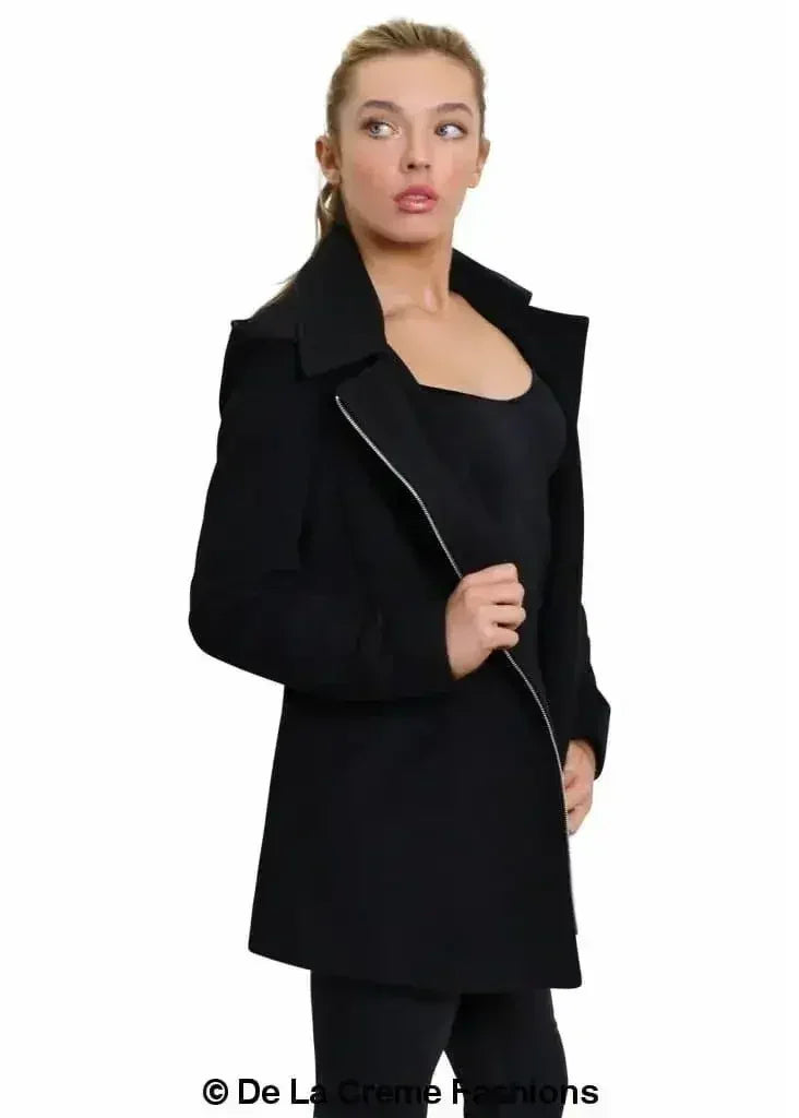 De La Creme Wool Blend Hooded Coat - Italian Fabric | Femstylo
